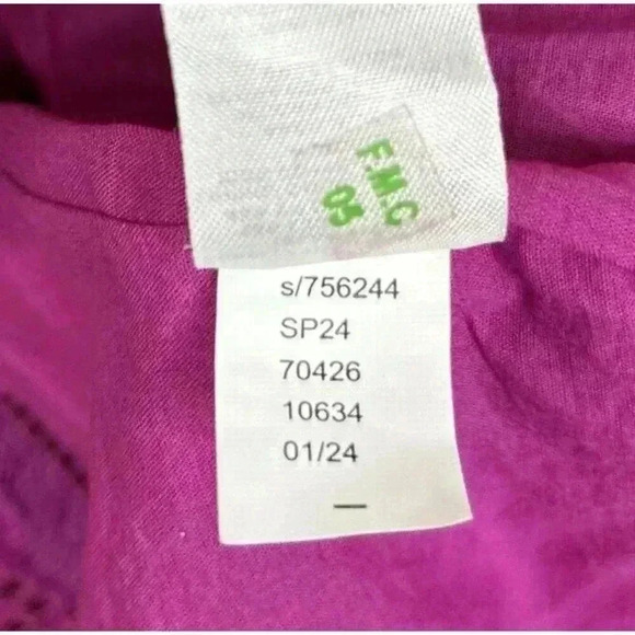 Loft Dress Sz 12 Midi Lace Trim Linen Blend Strappy Magenta NWT - Picture 11 of 11